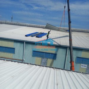 Thi công lắp đặt máng xối kho xưởng tại KCN Bàu Bàng Bình Dương
